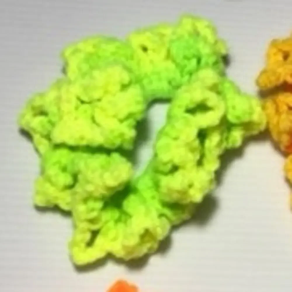 NWT Green Orange Neon Handmade Crocheted Hair Scrunchie by Dawny Set of 4